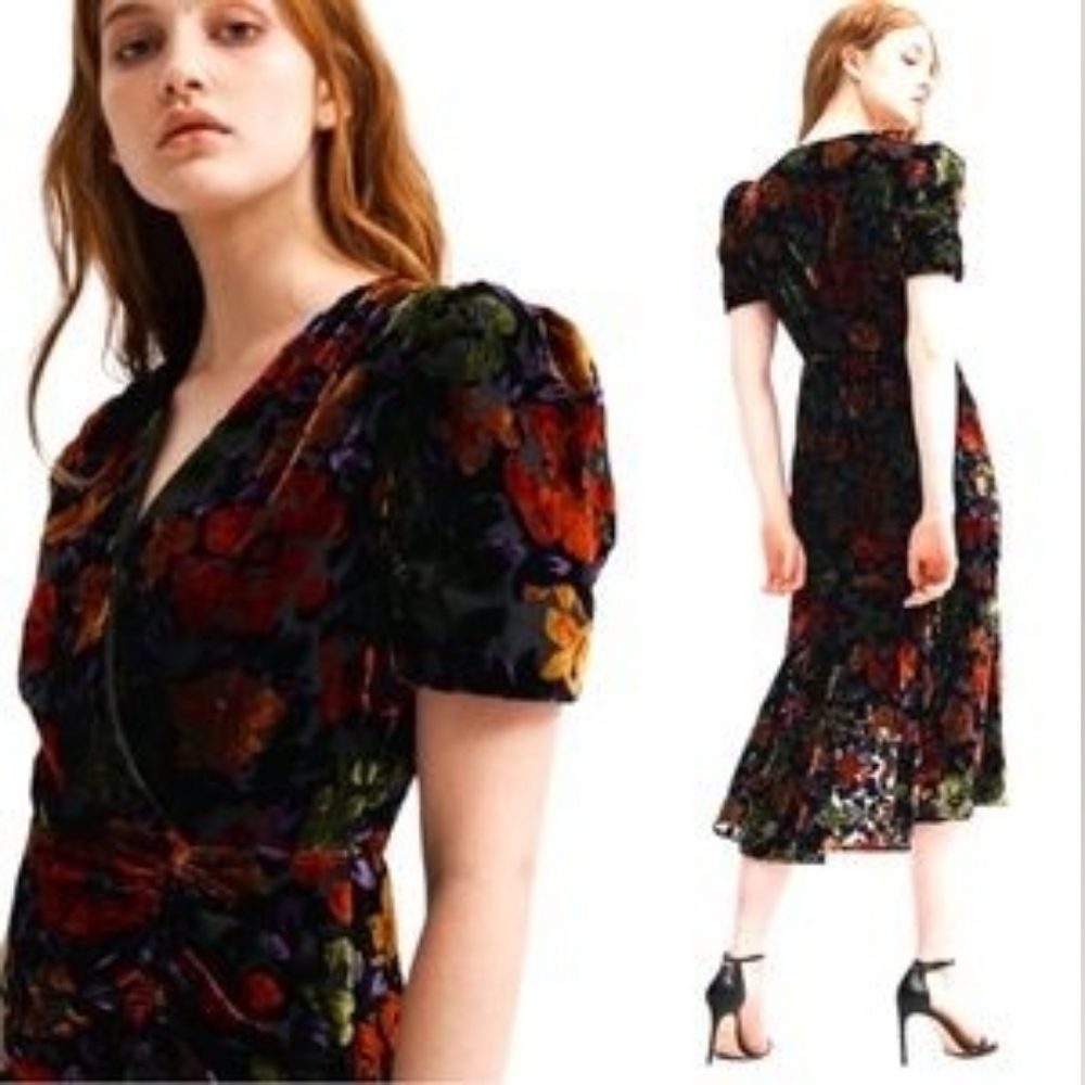 Floral Midi Dress - Black and Red - Picture 10 of 10